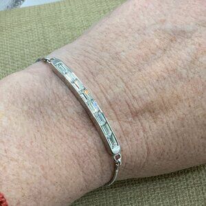 IBB CN Baguette Glass Silver Tone Adjustable Slide Bracelet